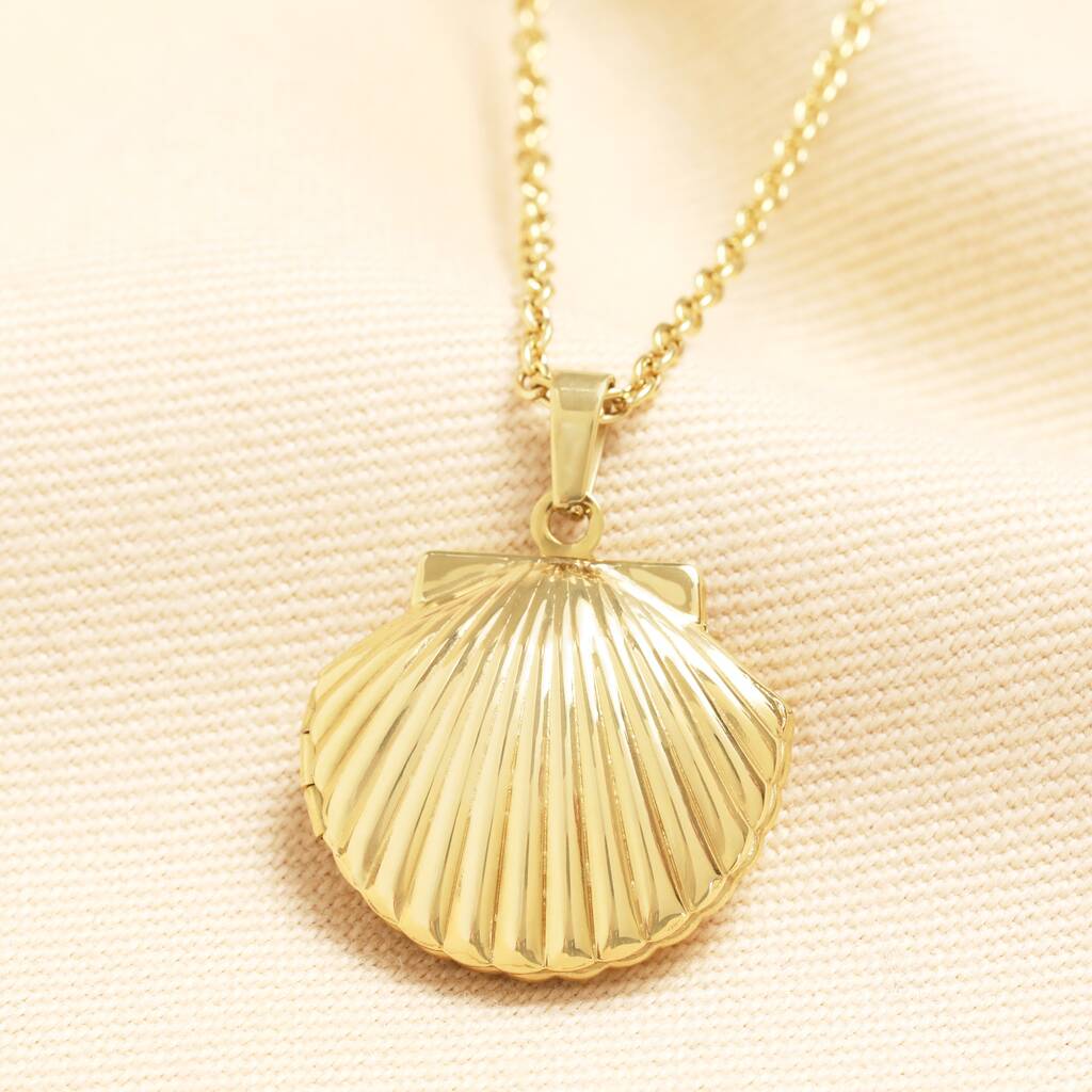 Stainless Steel Shell Necklace In Gold, 1 of 2
