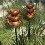 Copper Triple Cup Garden Sculpture – Small Or Large Size On 80cm Black Iron Pole, thumbnail 1 of 6