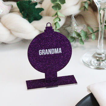 Personalised Purple Bauble Christmas Place Setting, 5 of 7