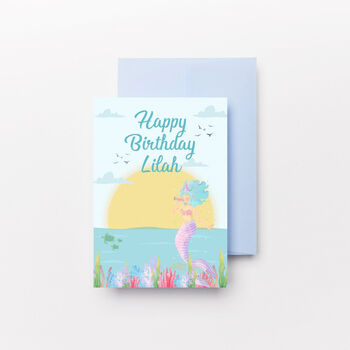 Personalised Mermaid Theme Birthday Card, 2 of 4