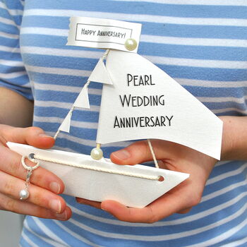 Personalised Pearl 30th Anniversary Sailboat Card, 3 of 7