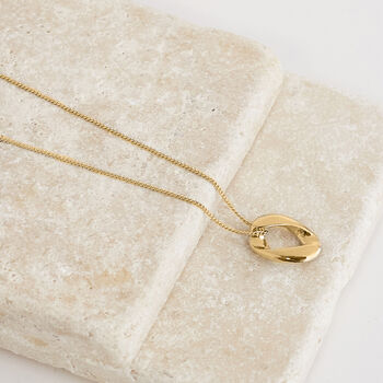 Irregular Hammered Oval Drop Pendant Necklace, 4 of 6