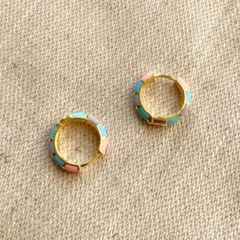 Enamel Rainbow Sterling Silver Hoop Earring, 3 of 4