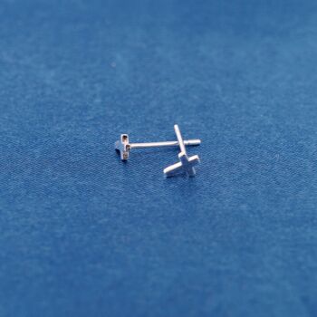 Tiny Minimalistic Cross Stud Earrings, Silver Cross Earrings, Small Studs, 4 of 7