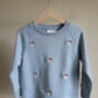 Children's Organic Blue Embroidered Sweatshirt, thumbnail 2 of 4