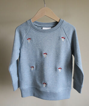 Children's Organic Blue Embroidered Sweatshirt, 2 of 4
