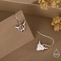 Sterling Silver Enamel Highland Cow Drop Dangling Earrings, thumbnail 4 of 10