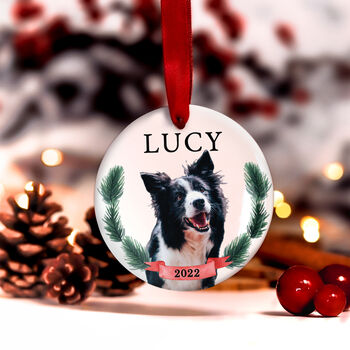 Dogs First Christmas Personalised Photo Tree Decoration, 4 of 8