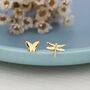 Mismatched Butterfly And Dragonfly Stud Earrings In Sterling Silver, thumbnail 4 of 12