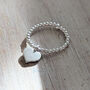 Sterling Silver Beaded Heart Charm Ring, thumbnail 2 of 5