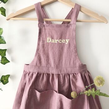 Personalised Kids Apron 100% Linen Pinafore Apron, 3 of 6
