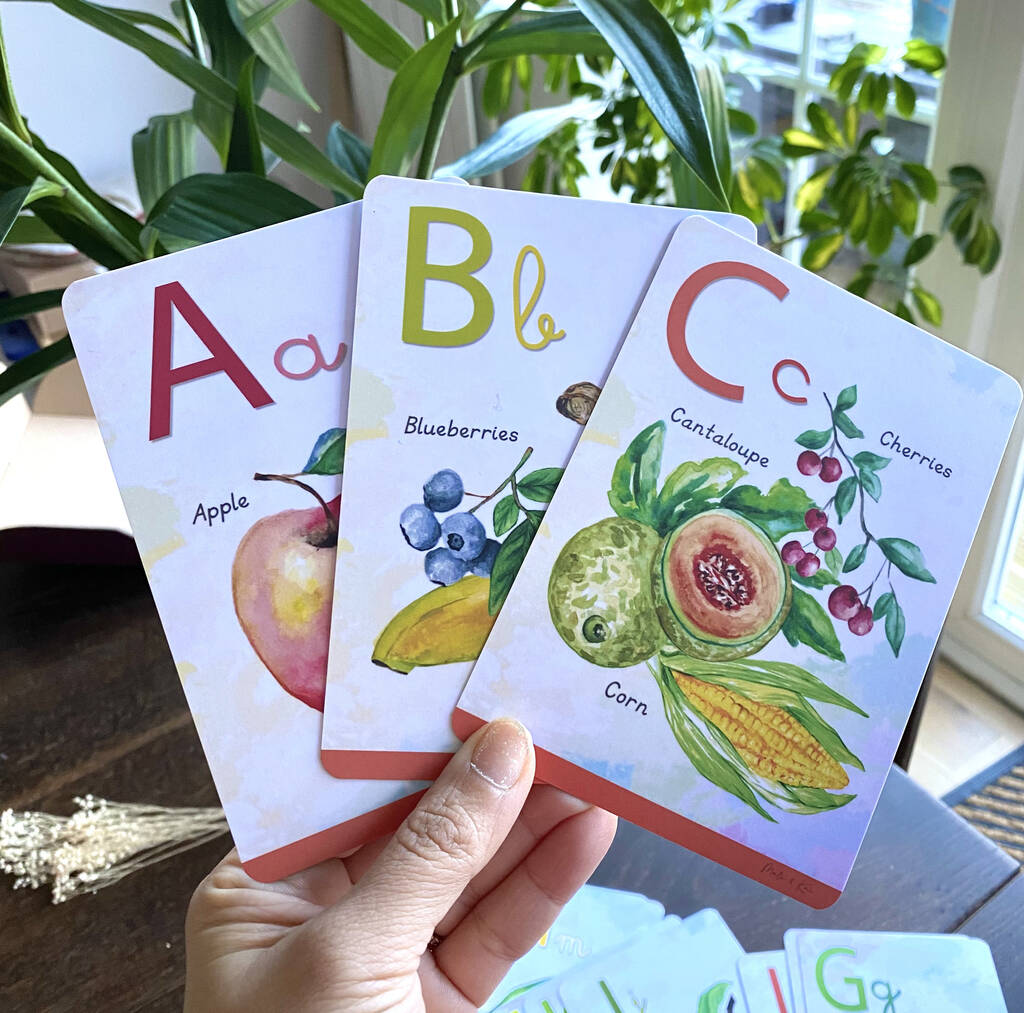 A Z Fruits And Vegetables Children's Flash Cards, 1 of 6
