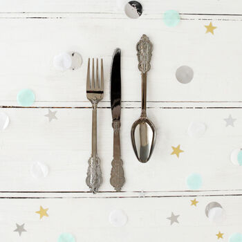 Metallic Silver Ornate Party Cutlery For Six, 3 of 6