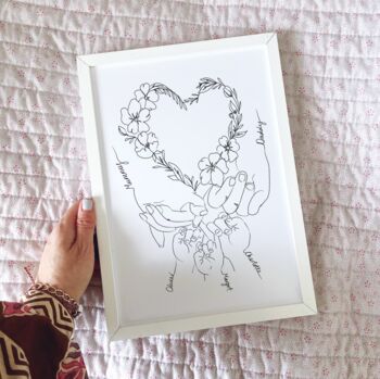 Personalised Family Heart Flowers Hand Illustration, 6 of 6