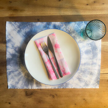 Hand Made Tie Dye Single Colour Placemat Set, 2 of 7