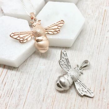 Rose Gold Bumble Bee Necklace, 2 of 3