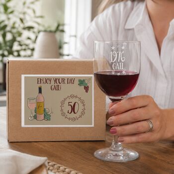 Personalised 50th Birthday Engraved Wine Glass Gift, 3 of 9