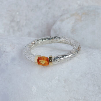 Handmade Silver Textured Ring With A Choice Of Gemstone, 9 of 11
