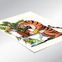 Tiger Cleaning The Toilet Poster, Funny Big Cat Art, thumbnail 3 of 7