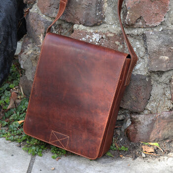Personalised Men's Leather Messenger Bag Gift, 3 of 9