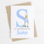 Personalised Christening Card Blue Rabbit, thumbnail 3 of 4