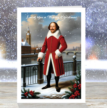 Festive, Funny William Shakespeare Christmas Card, 5 of 7