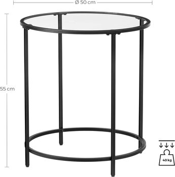 Round Side Table Tempered Glass Steel Frame, 9 of 12