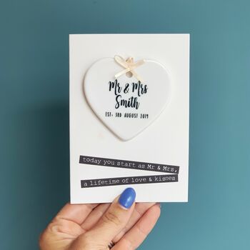 Luxury Wedding Card With Heart Ceramic Keepsake, 5 of 5