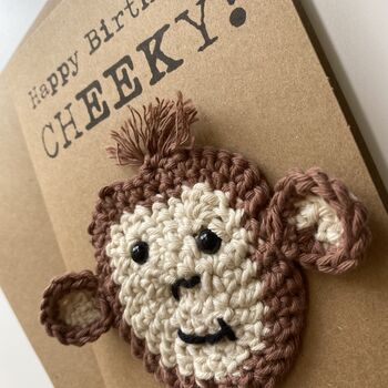 Cheeky Monkey Crochet Birthday Card Handmade, 7 of 9