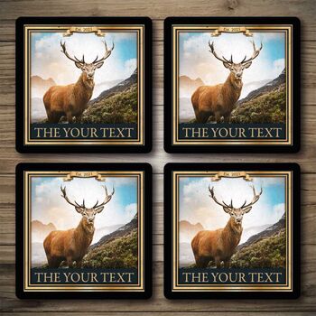 Personalised Bar Runner And Coasters Stag Inn, 3 of 8
