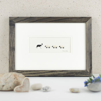 Border Collie And Woolly Sheep Hand Finished Art Print, 4 of 5
