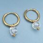 Bailey Crystal Bead Drop Plated Small Hoop Earrings, thumbnail 2 of 4