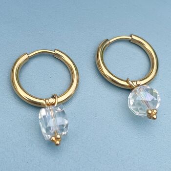 Bailey Crystal Bead Drop Plated Small Hoop Earrings, 2 of 4