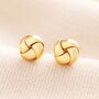 Sterling Silver Tiny Knot Stud Earrings In Gold, thumbnail 1 of 4