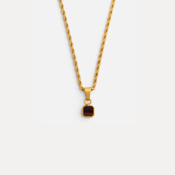 Gold Mini Red Tigers Eye Gemstone Pendant Necklace For Men, 4 of 9