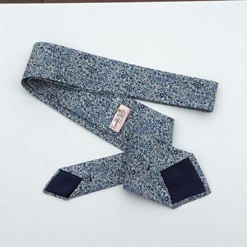 Liberty Of London Necktie Handmade In Shades Of Blue, 4 of 11