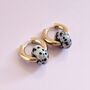 Dalmatian Jasper Gold Plated Hoop Earrings, thumbnail 2 of 6