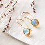 Opal Oval Short Drop Gold Plated Silver Earrings, thumbnail 2 of 11