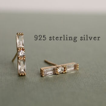 Classic Baguette Stud Earrings, 4 of 6