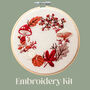 Autumn Wreath With Pumpkins And Mushrooms, Beginner Embroidery Kit, Hand Embroidery Gift, thumbnail 1 of 5