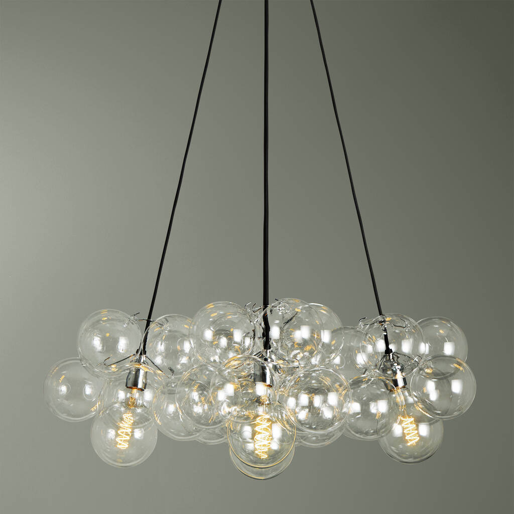 Silver Bubble Chandelier Light Three Point, 1 of 8