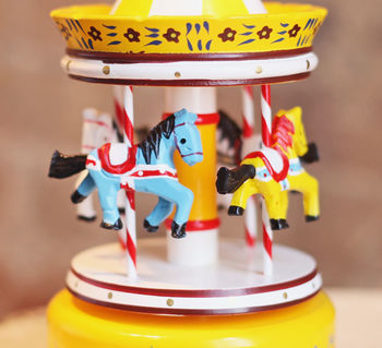 Yellow Wooden Carousel Music Box, 3 of 11