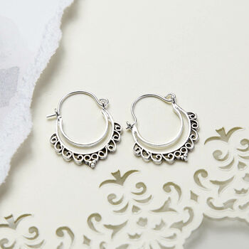 Sterling Silver Persian Waves Hoops, 2 of 4