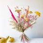 Pink And Yellow Dried Flower Bouquet With Protea, thumbnail 1 of 5