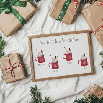 Personalised Christmas Hot Chocolate Station Kitchen Print, 2 of 3