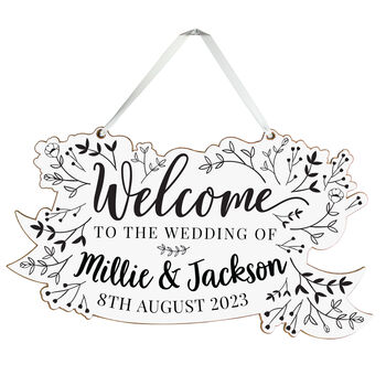 Personalised Botanical Wooden Wedding Sign, 6 of 9