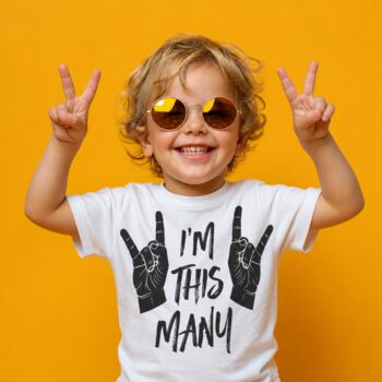 Rock Salute I'm This Many Four Kids T Shirt, 2 of 6