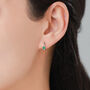 Emerald Green Cz Flower Huggie Hoop Earrings, thumbnail 5 of 11