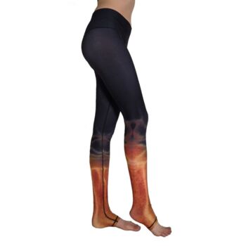 Fire Coral Yoga Leggings Hand Drawn Design Activewear, 4 of 6