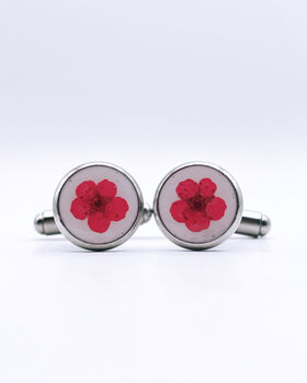 Cufflinks Real Flowers Hand Made White 10mm, 5 of 10